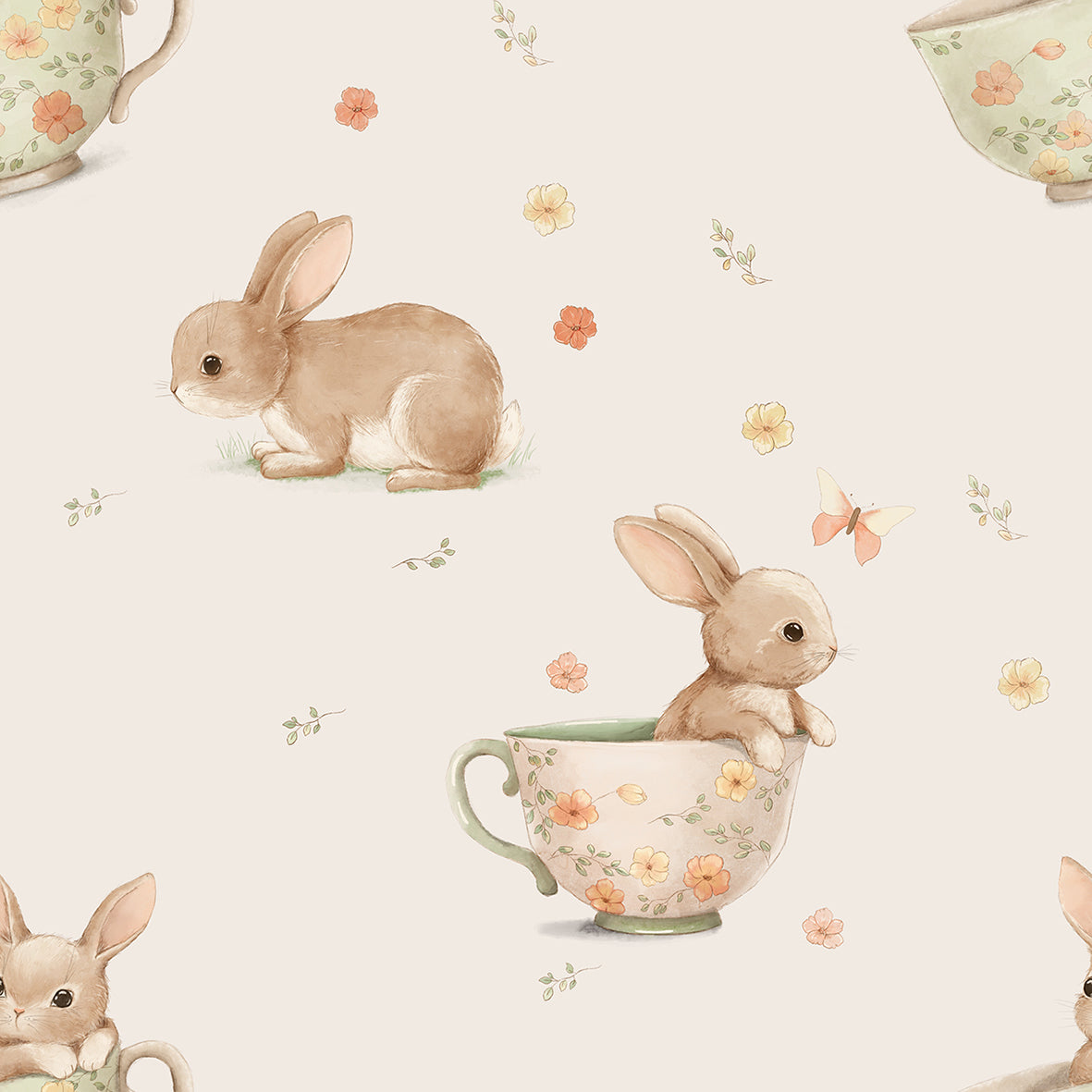 Tavşan Cup Desenli Puset Örtüsü - Mini Lapin