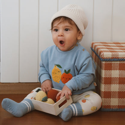 Çizgili Mavi Tekli Bebek Çorabı