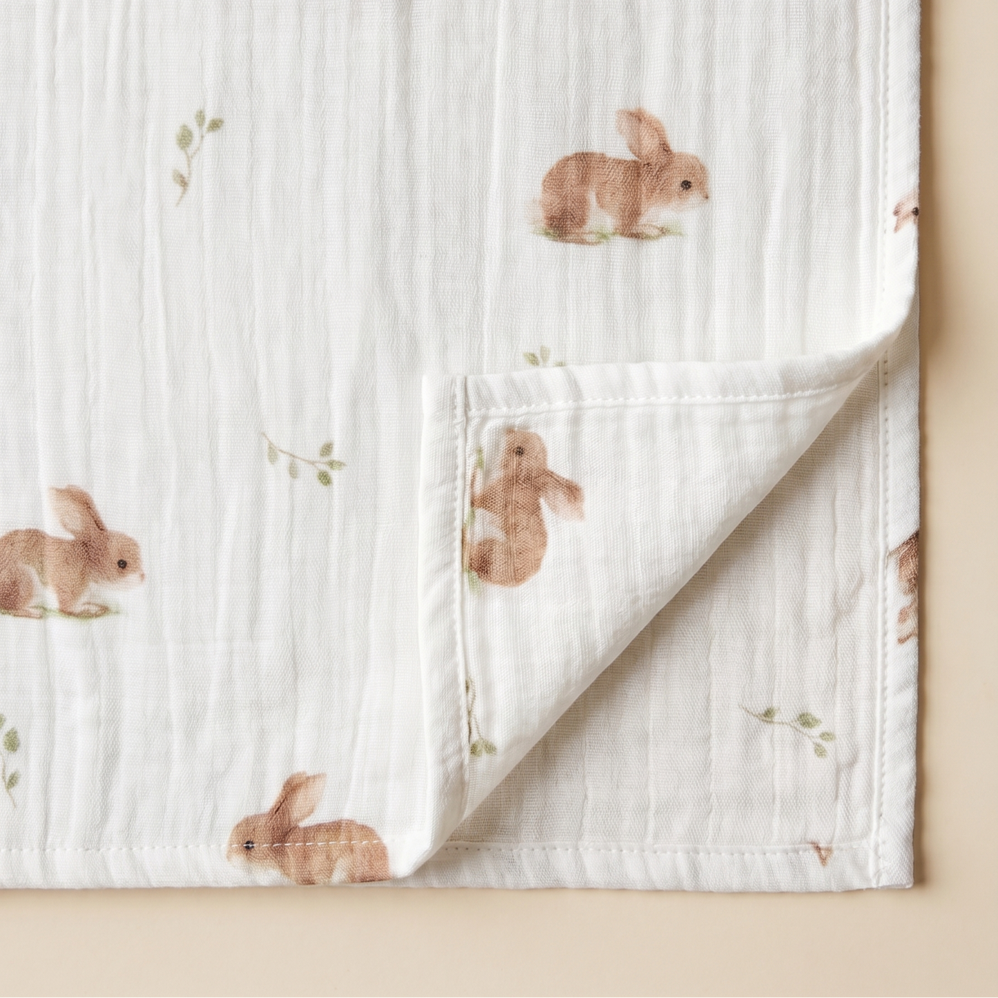 Tavşan Desenli Müslin Bebek Örtüsü - Mini Lapin